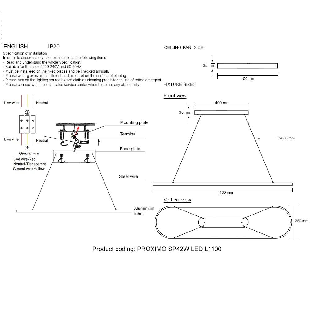 подвесной светильник crystal lux proximo sp42w led l1100 black