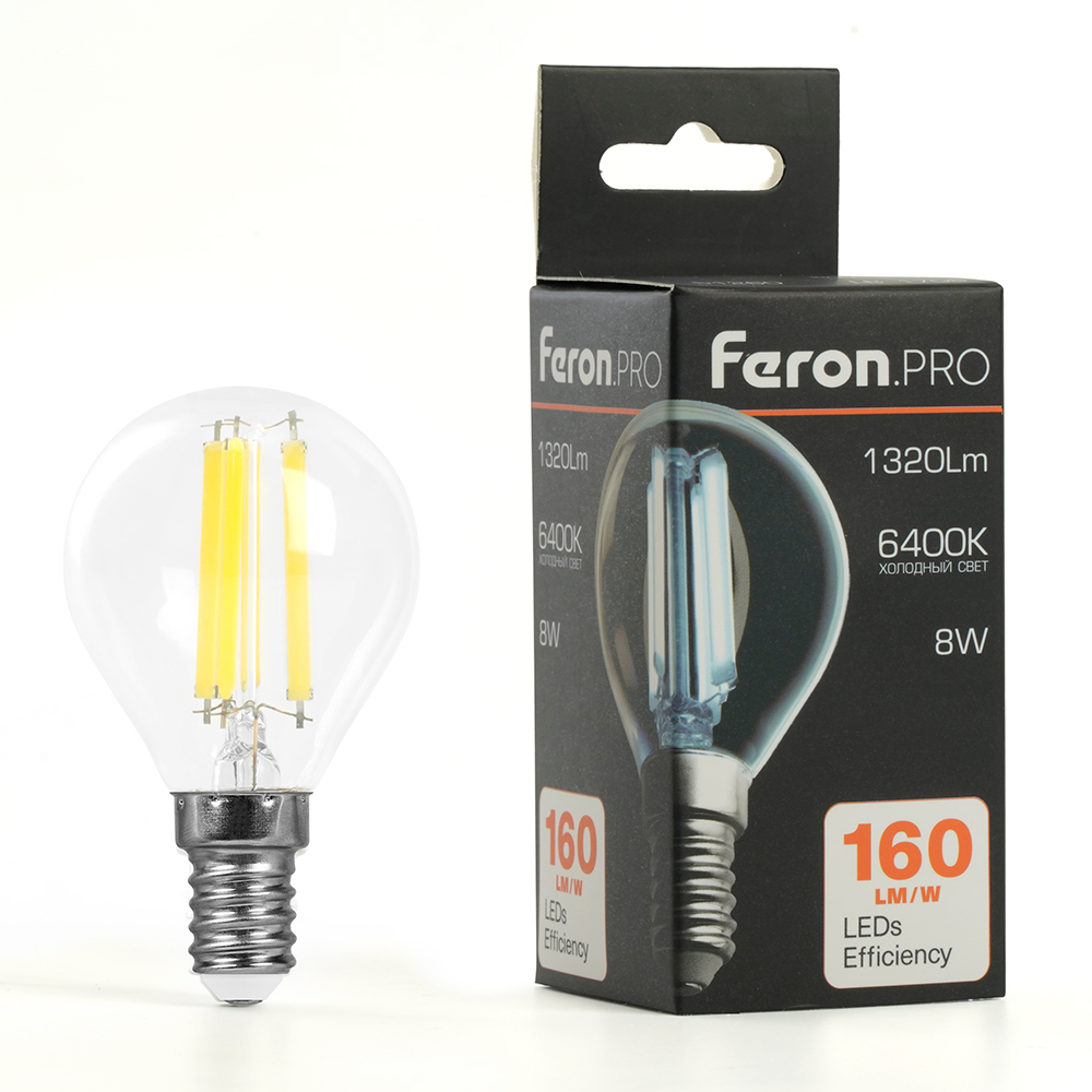 лампа светодиодная feron lb-1708 e14 8w 6400k 51261