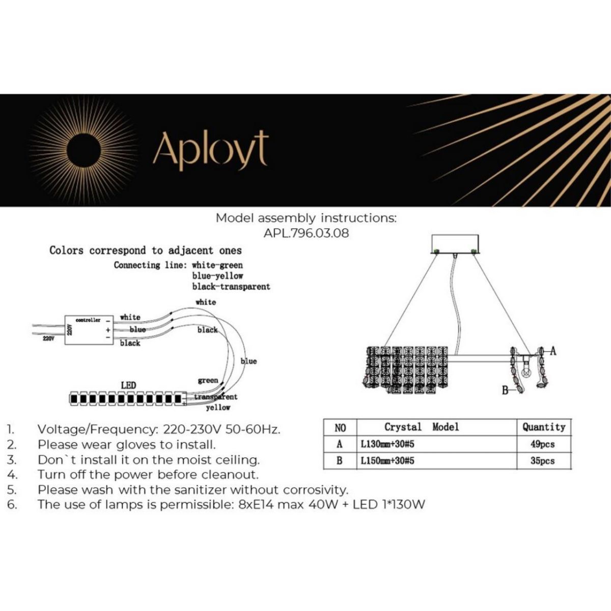 подвесная люстра aployt genowefa apl.796.03.08