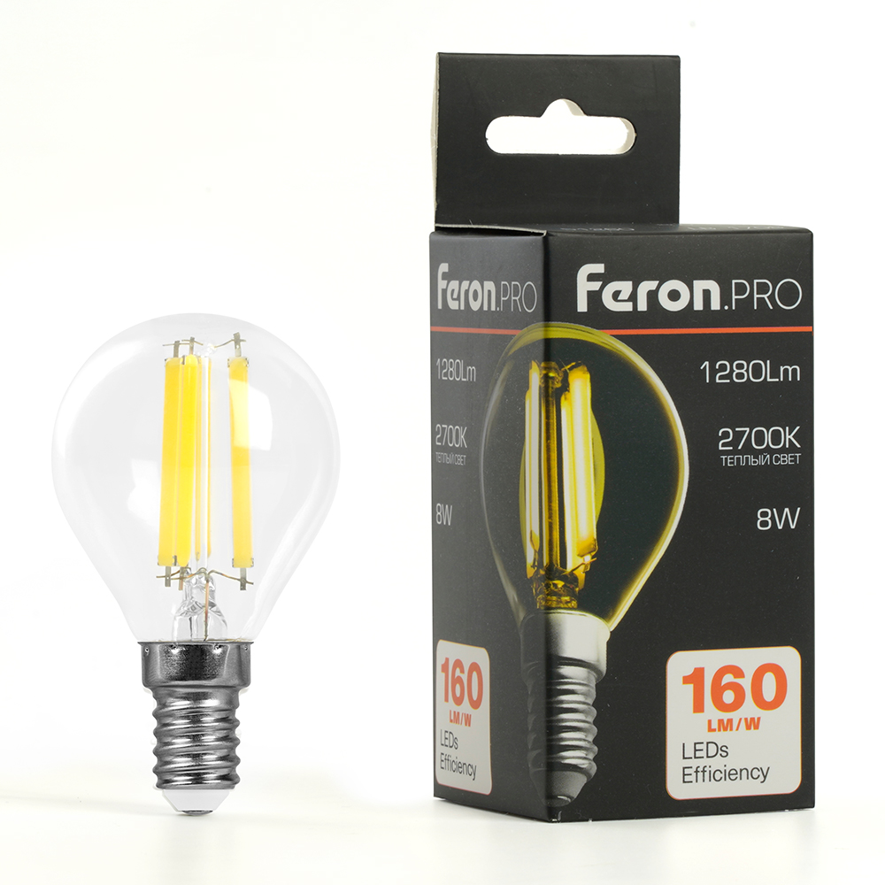 лампа светодиодная feron lb-1708 e14 8w 2700k 51259