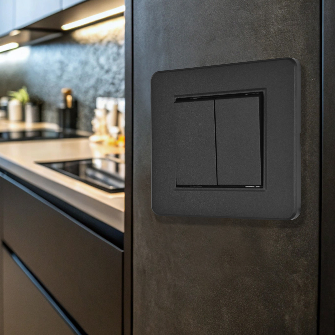 выключатель двухклавишный arte milano set16-1-30-2 black