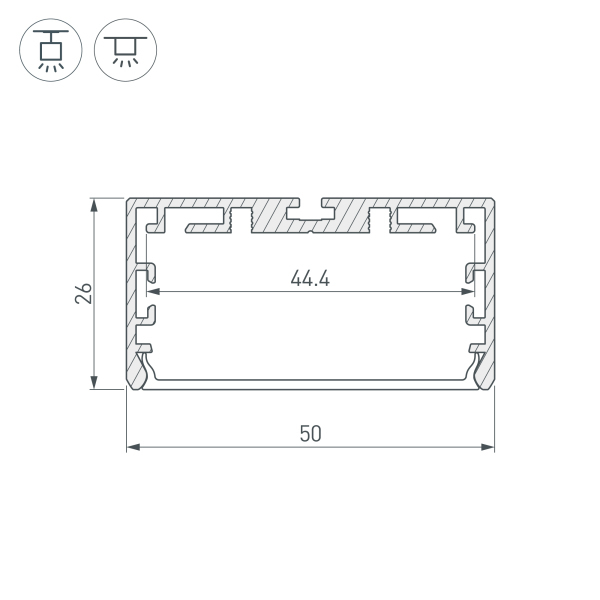 профиль arlight pls-lock-w50-smt-2000 anod 033772