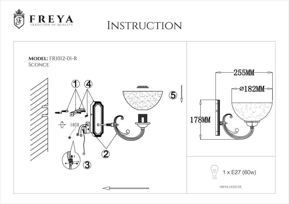 бра freya herbert fr2012-wl-01-bz