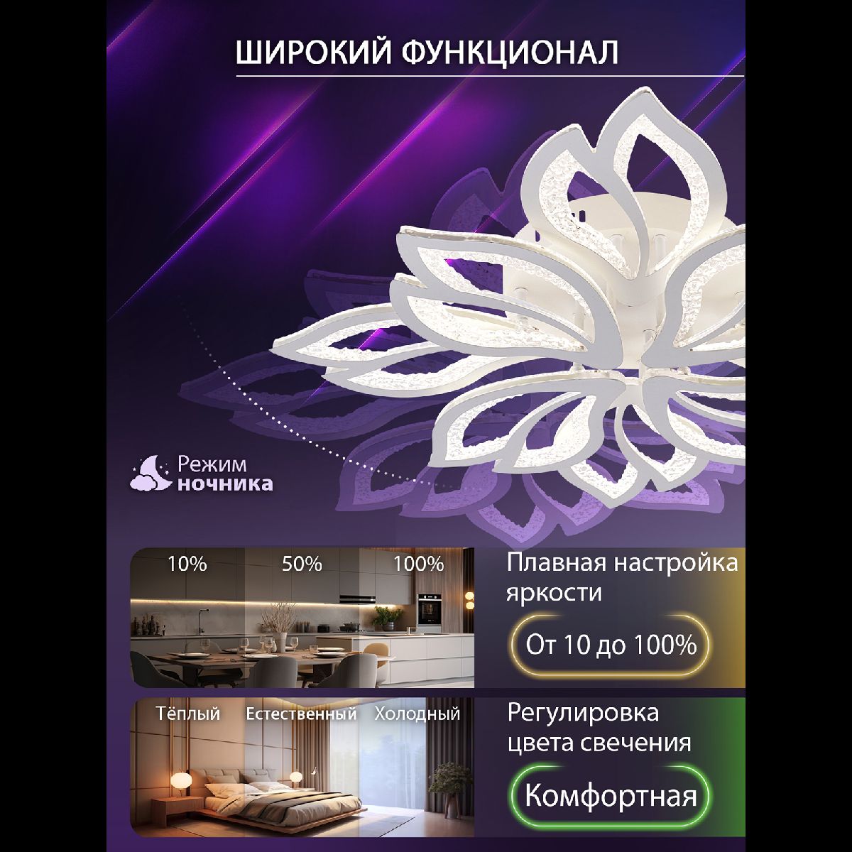 потолочная люстра natali kovaltseva fortuna led lamps 81109/7c