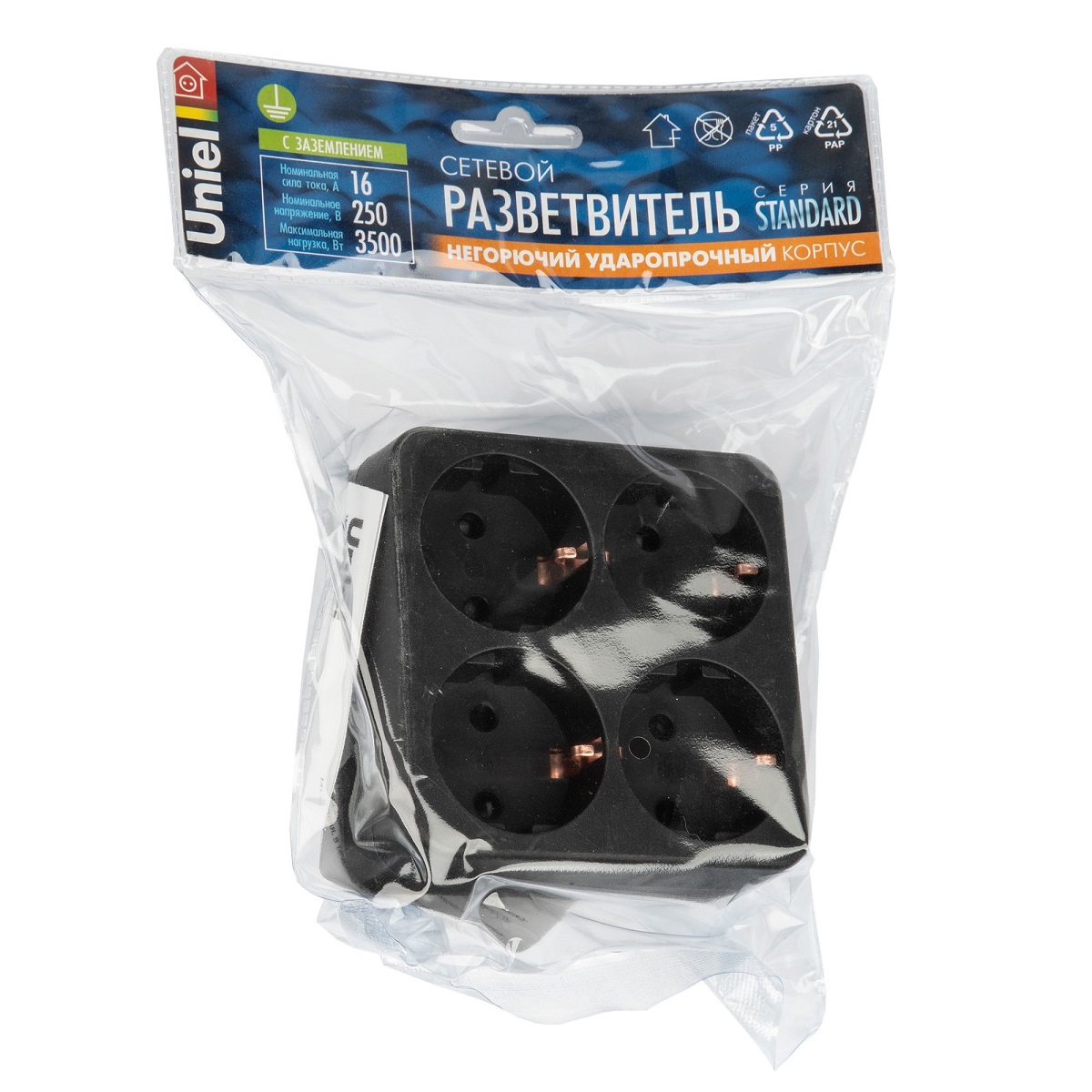 сетевой разветвитель uniel s-ges4-16s black ul-00011242