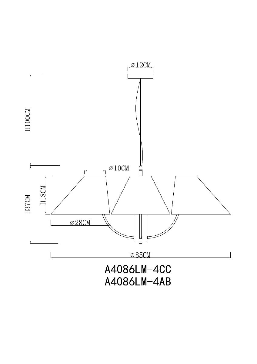 подвесная люстра arte lamp rondo a4086lm-4cc