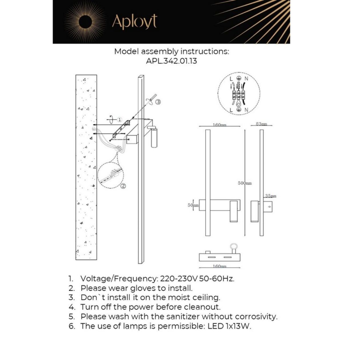 настенный светильник aployt reymand apl.342.01.13