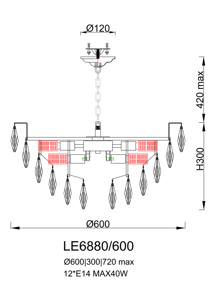 подвесная люстра melanie le6880/600 ch