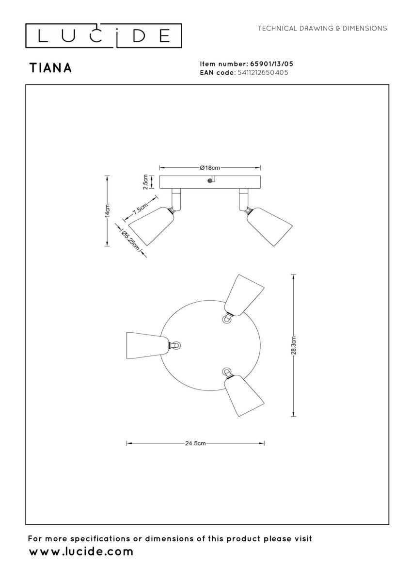 потолочный светильник lucide tiana 65901/13/05