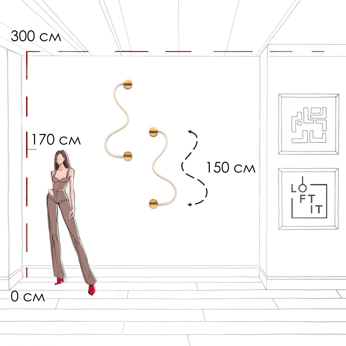 настенный светильник loft it thread 10388w brass