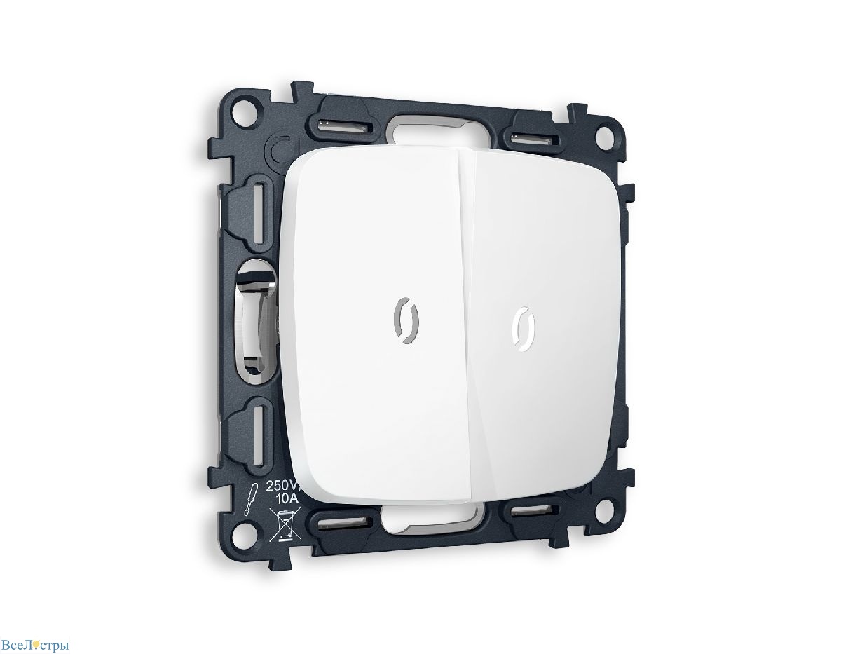 комплект механизма 2-кл проходного выключателя с подсветкой ambrella volt omega mo124035