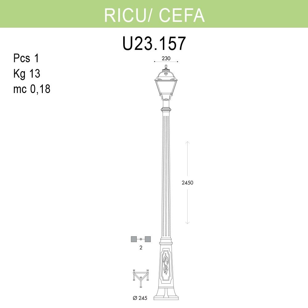 уличный фонарь fumagalli ricu/cefa u23.157.000.bxf1r