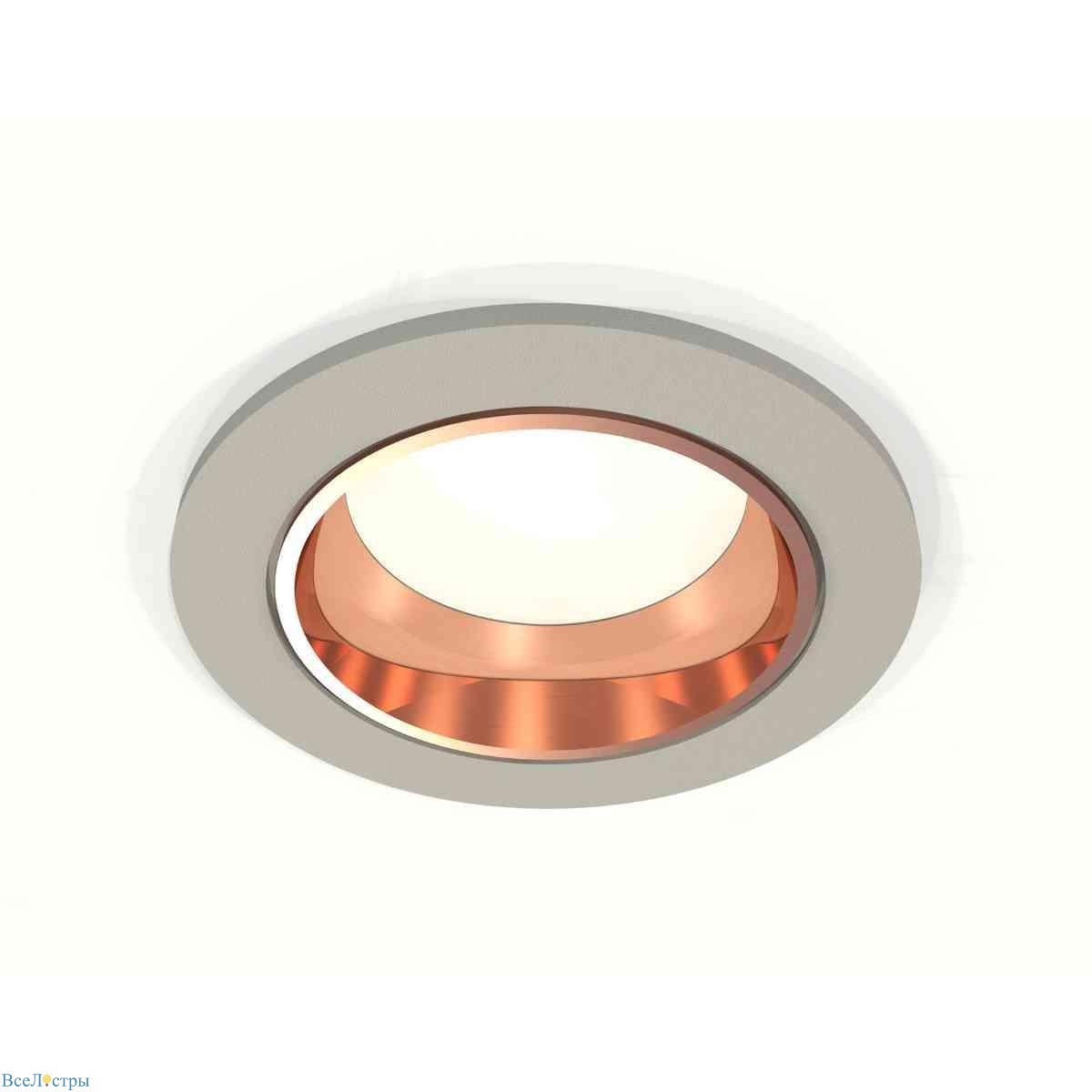 комплект встраиваемого светильника ambrella light techno spot xc6514005 sgr/ppg серый песок/золото розовое полированное (c6514, n6114)
