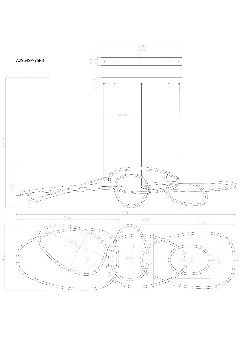 подвесная люстра arte lamp oracle a2964sp-75pb