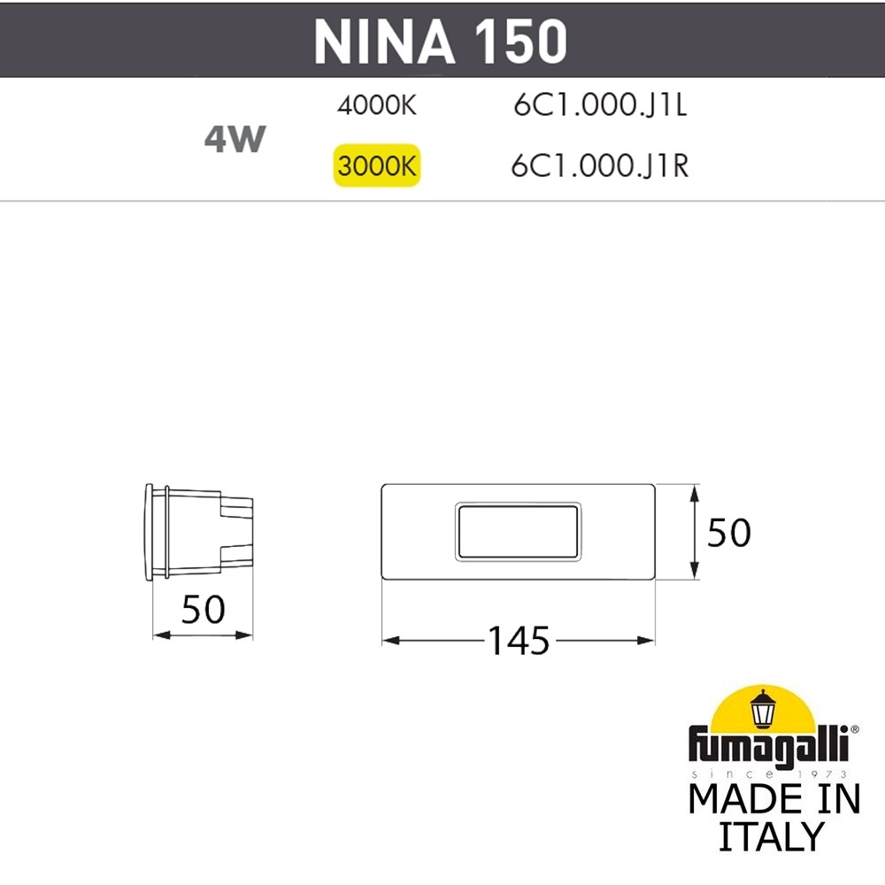 встраиваемый светильник fumagalli уличный светодиодный nina 6c1.000.000.byj1l