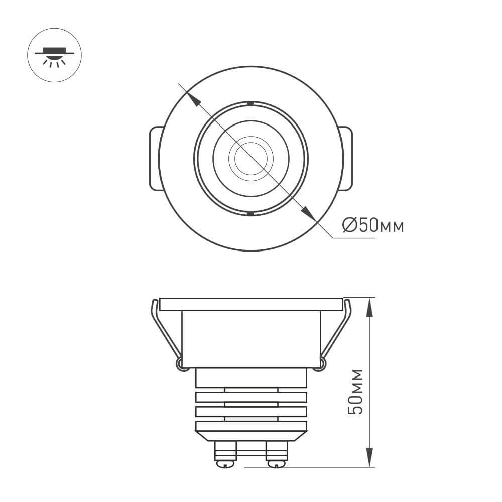 мебельный светильник arlight ltm-r50wh 5w warm white 25deg