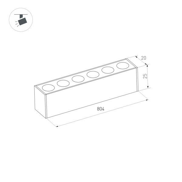 трековый светильник arlight mag-dots-25-l800-24w day4000 034205