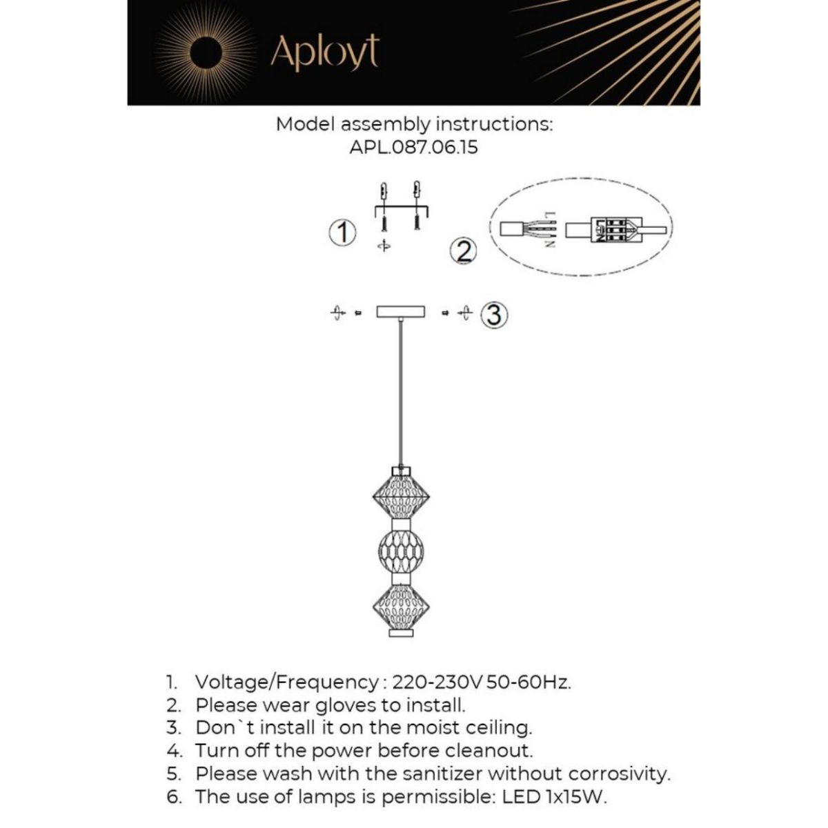 подвесной светильник aployt otylia apl.087.06.15
