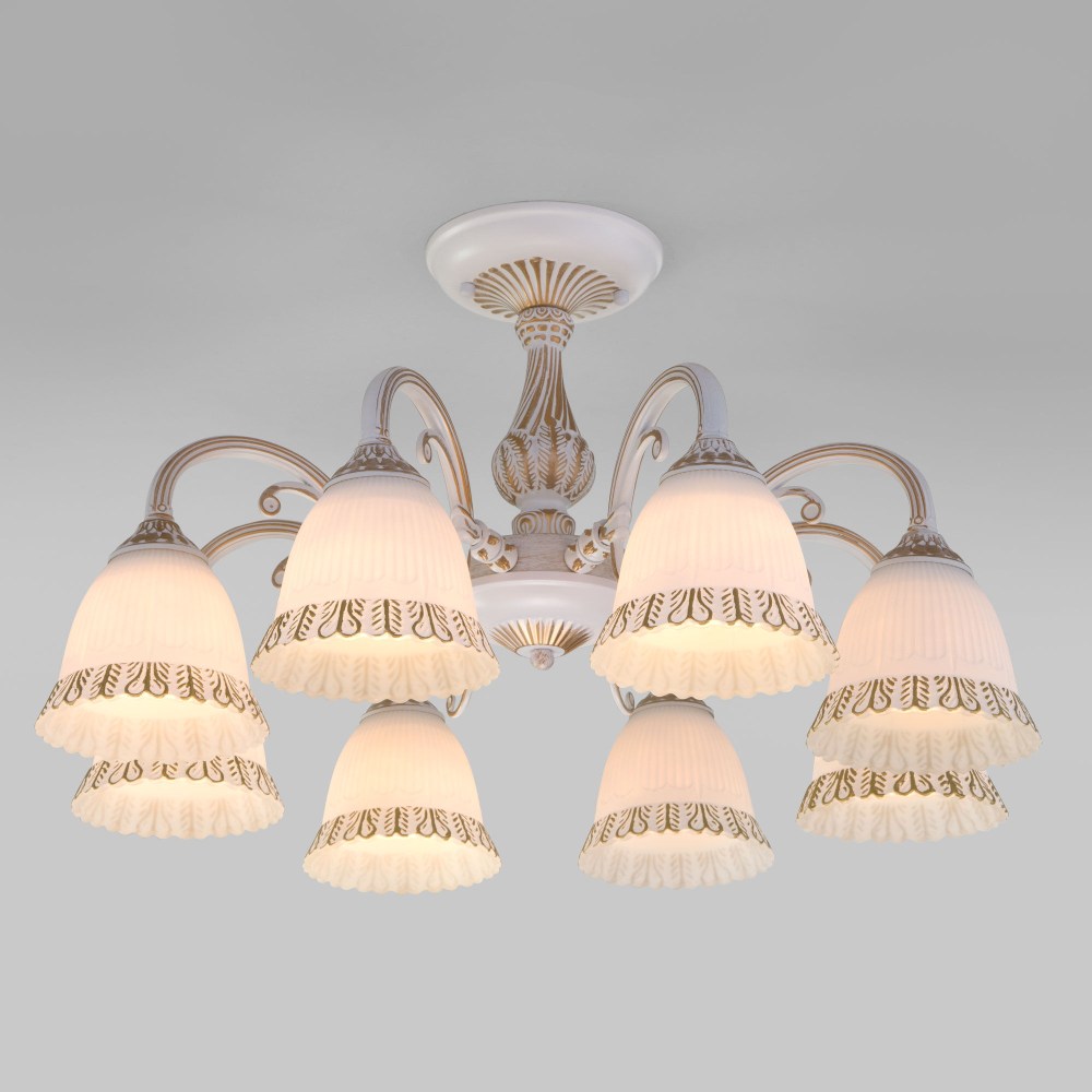 люстра на штанге eurosvet 60107/8 белый с золотом