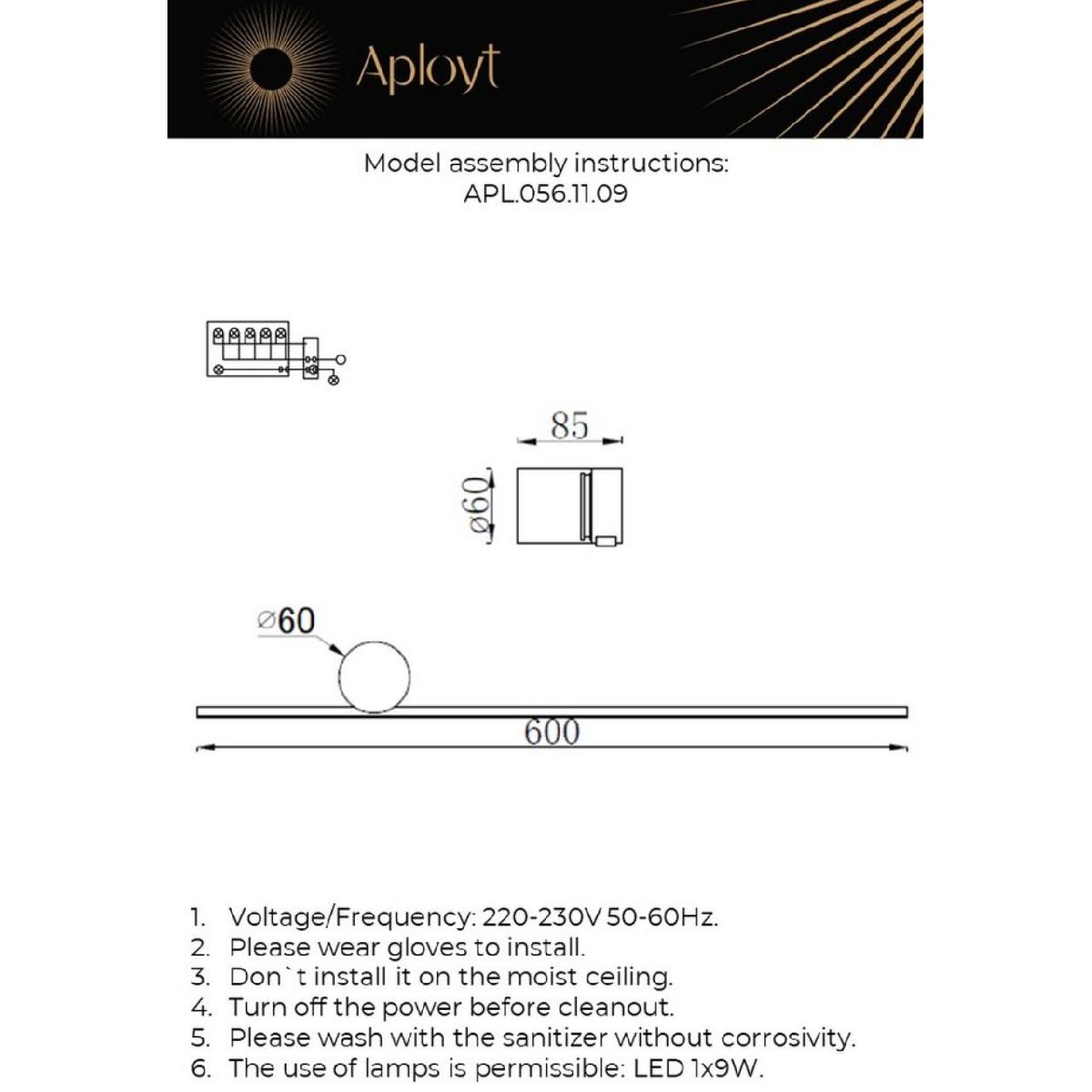 настенный светильник aployt beatris apl.056.11.09