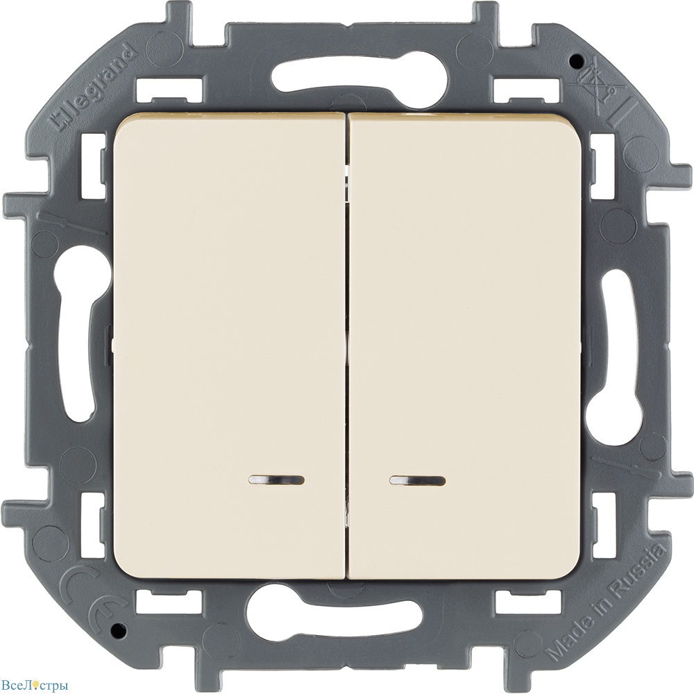выключатель двухклавишный с подсветкой/индикацией legrand inspiria 673631