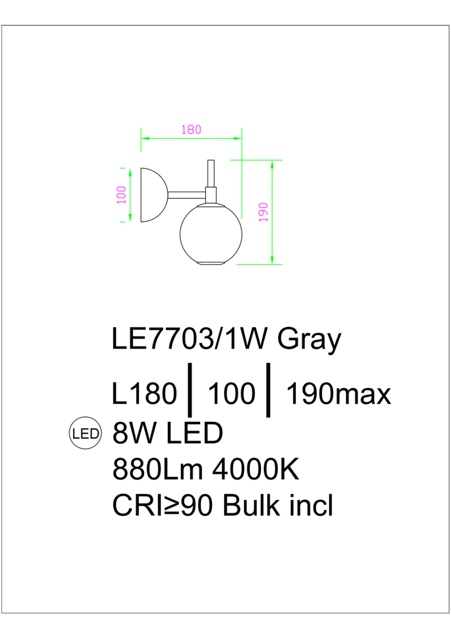 бра aurore le7703/1w chrome