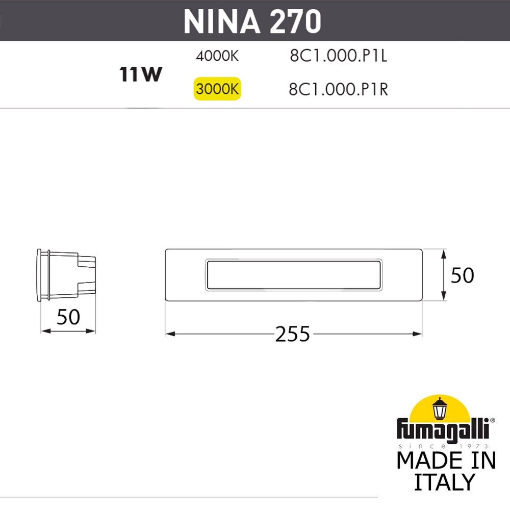 светильник для подсветки лестниц fumagalli nina 8c1.000.000.byp1l