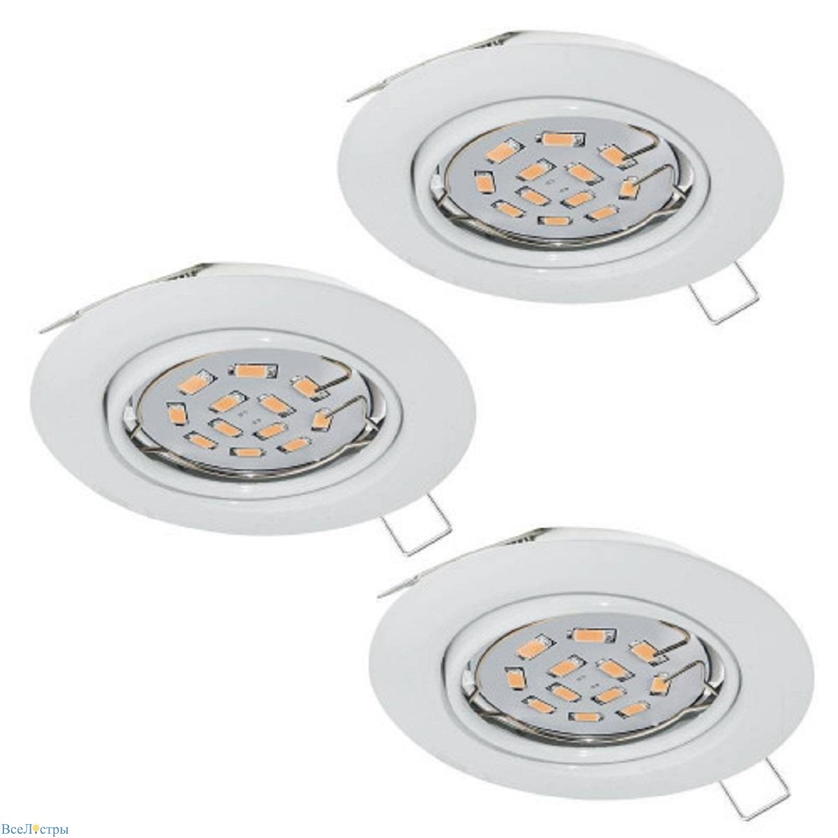 комплект встраиваемых светильников (3 шт.) eglo einbauspot led 75349