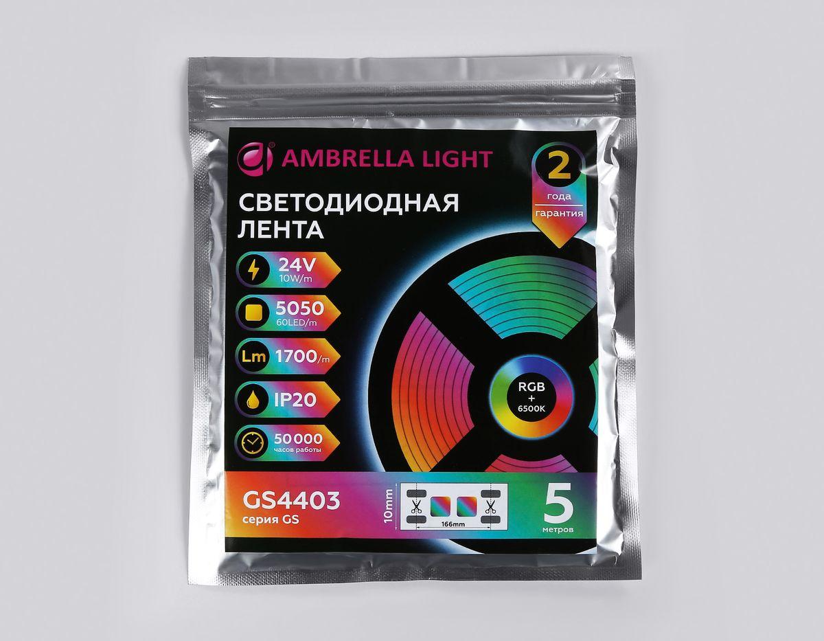 светодиодная лента ambrella light 10w/m 60led/m 5050smd rgbw+холодный белый 5m gs4403