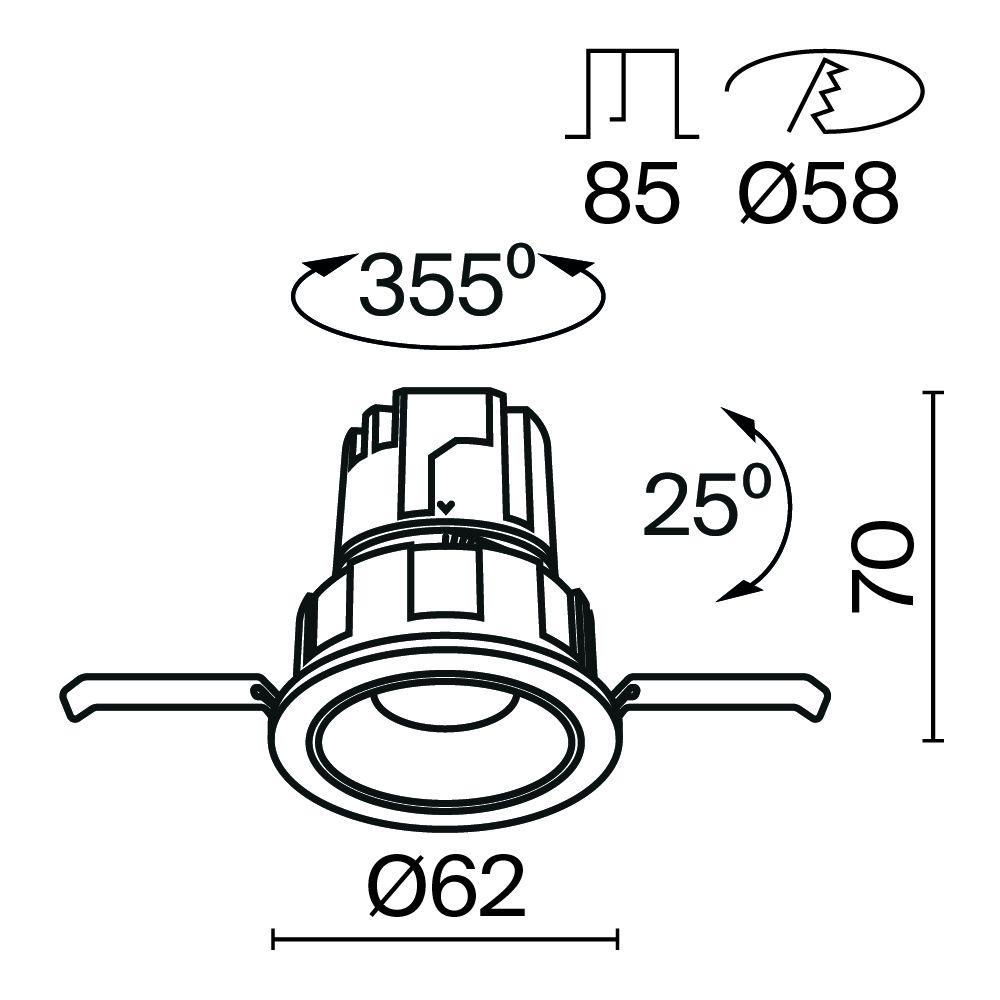 встраиваемый светодиодный светильник maytoni technical wise dl057-7w3k-b