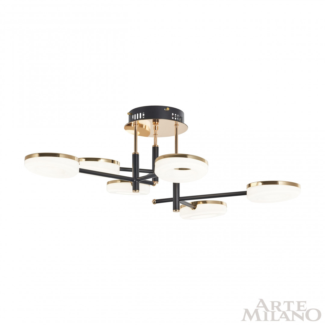 потолочная люстра arte milano ferrara 272999/6 bk/gd