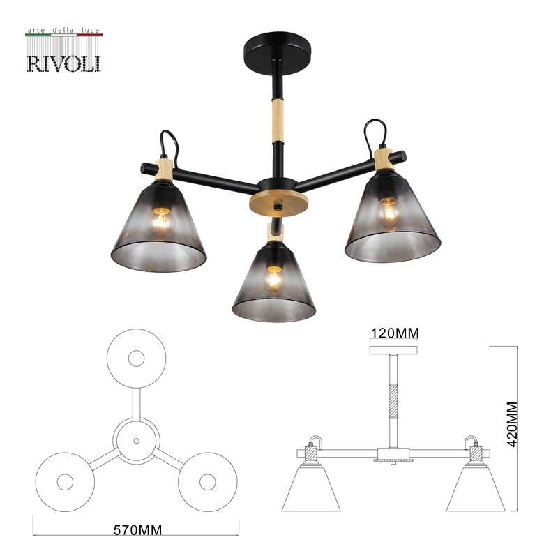 люстра на штанге rivoli elmira 9117-303 б0053431