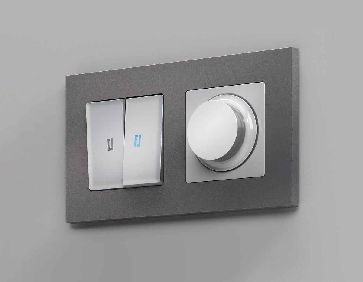 комплект механизма 2-кл проходного выключателя с подсветкой ambrella volt alfa ma404040