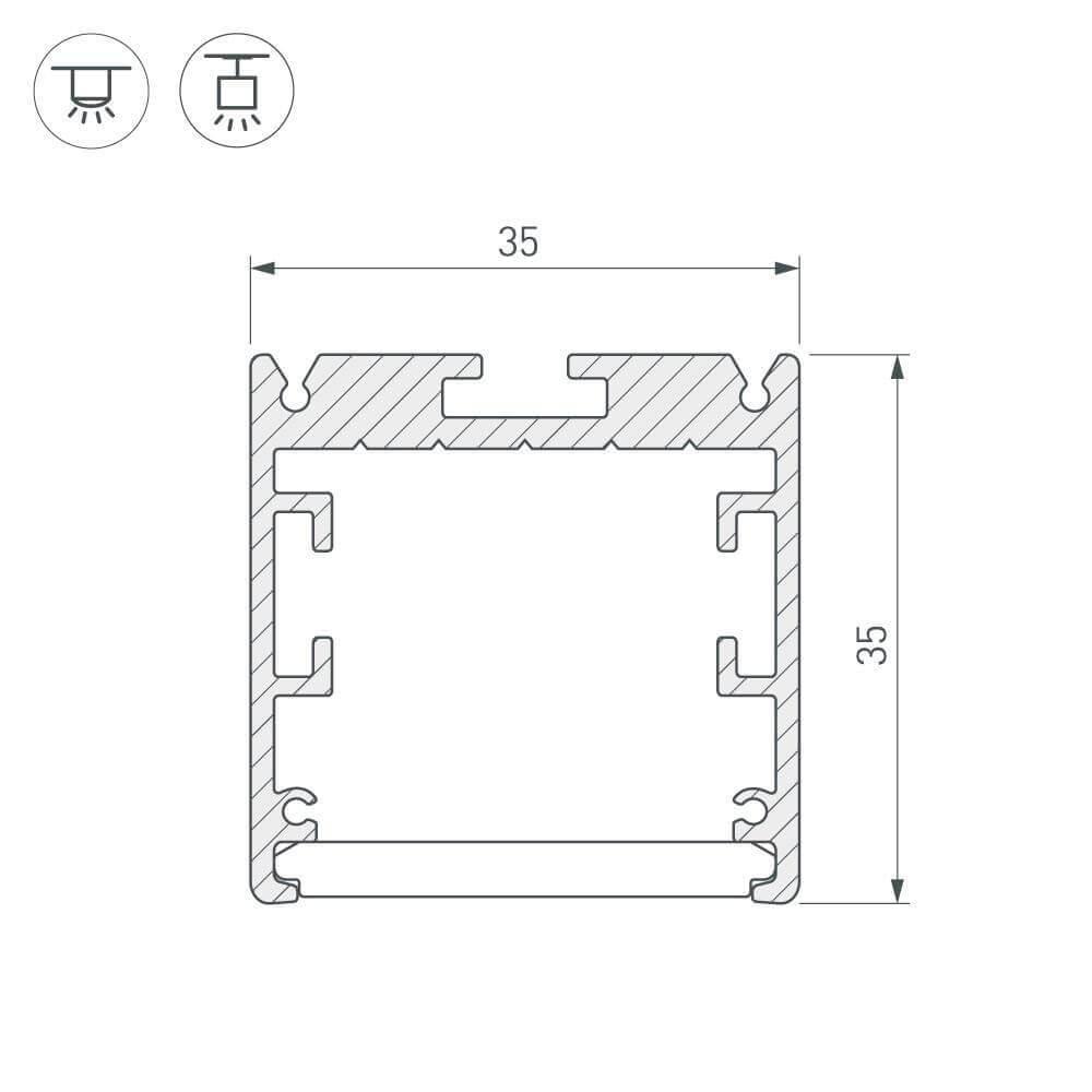 профиль arlight sl-arc-3535-line-2500 black 025519