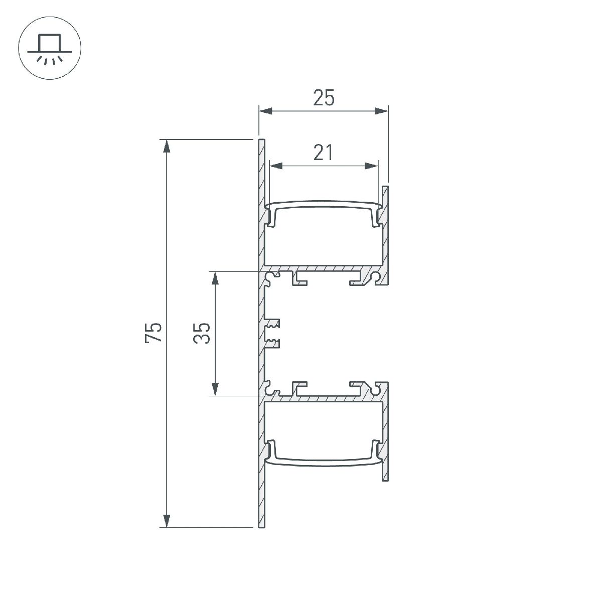 алюминиевый профиль arlight wall-2575-dual-2000 anod 052513