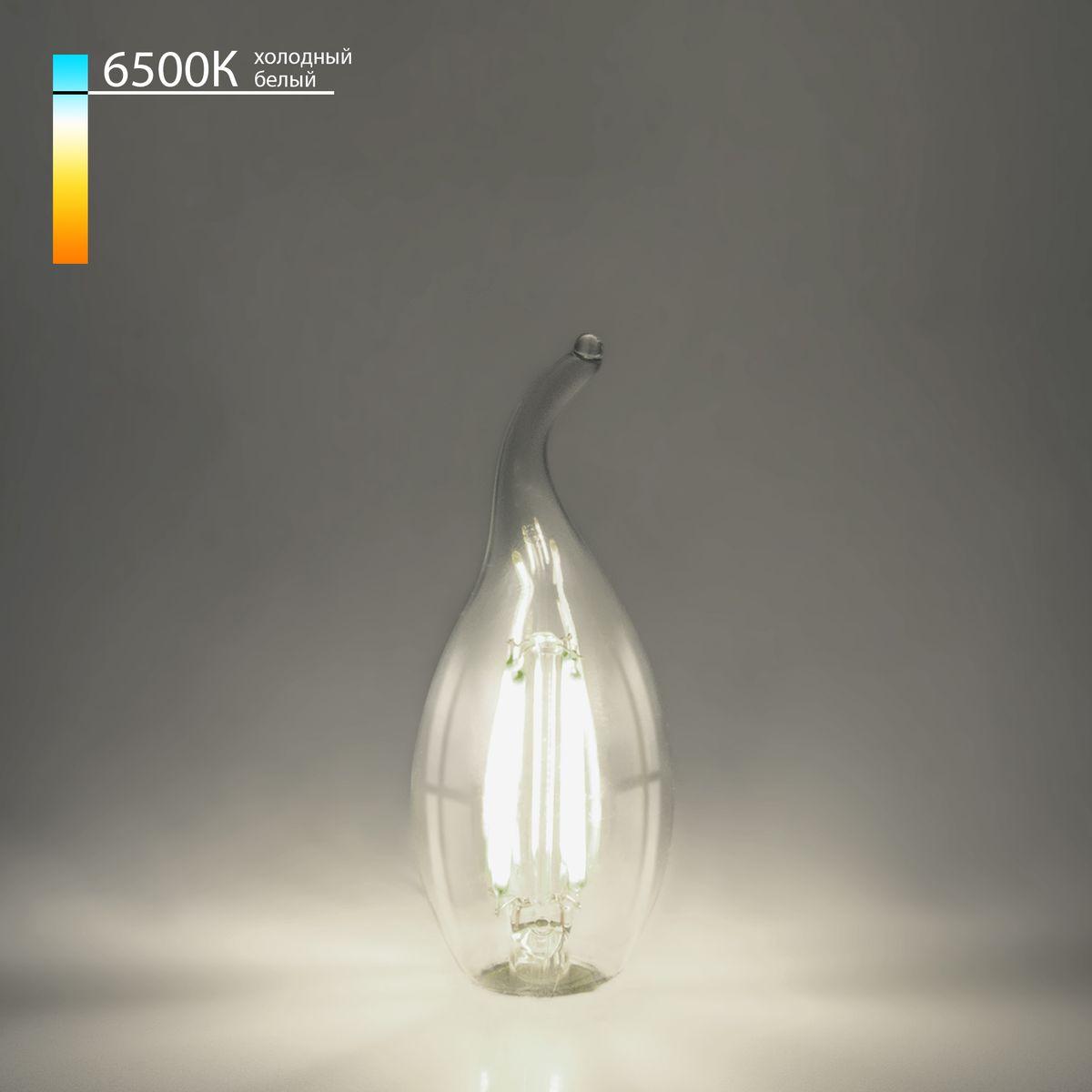 лампа светодиодная филаментная elektrostandard e14 9w 6500k прозрачная a056252