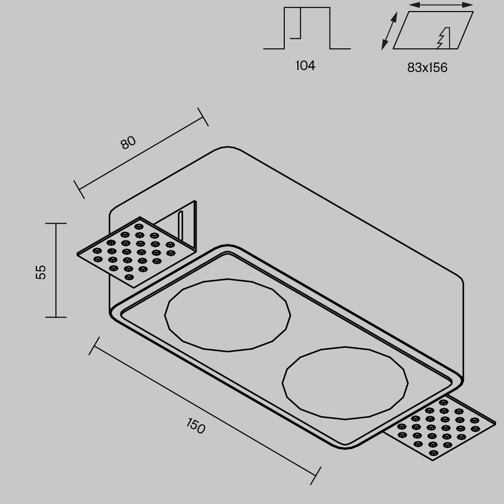 встраиваемый светильник maytoni gyps modern dl123-gu10-02-w