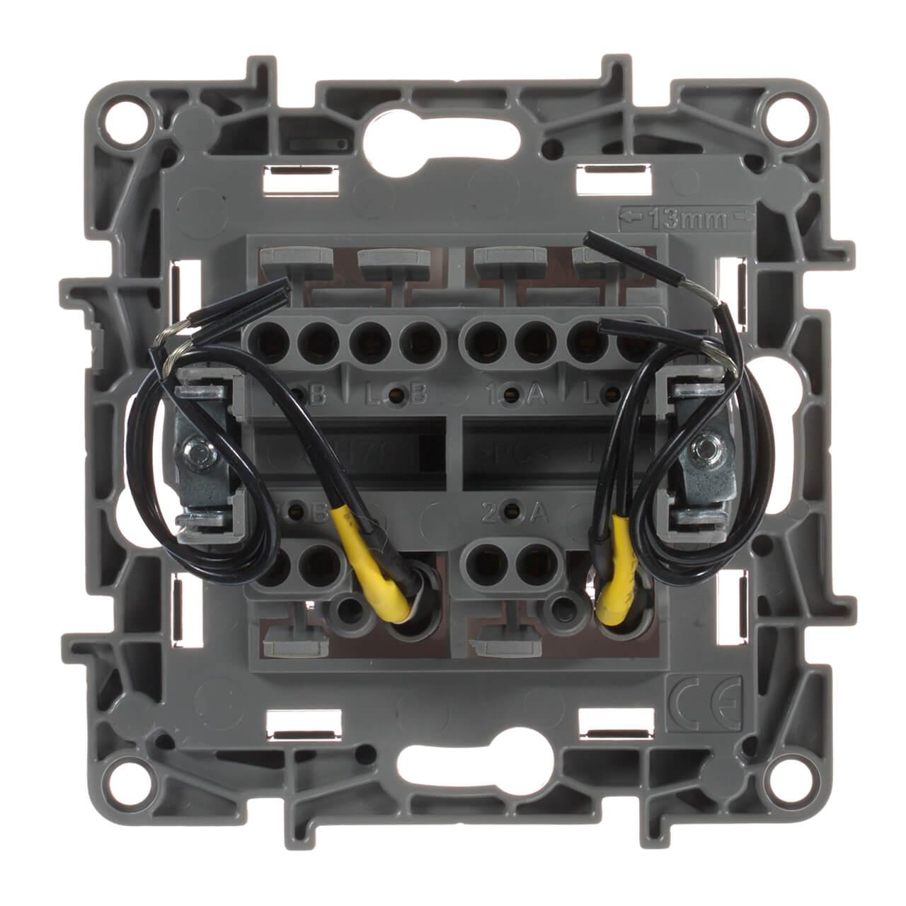 переключатель двухклавишный legrand etika с подсветкой 10a 250v белый 672216