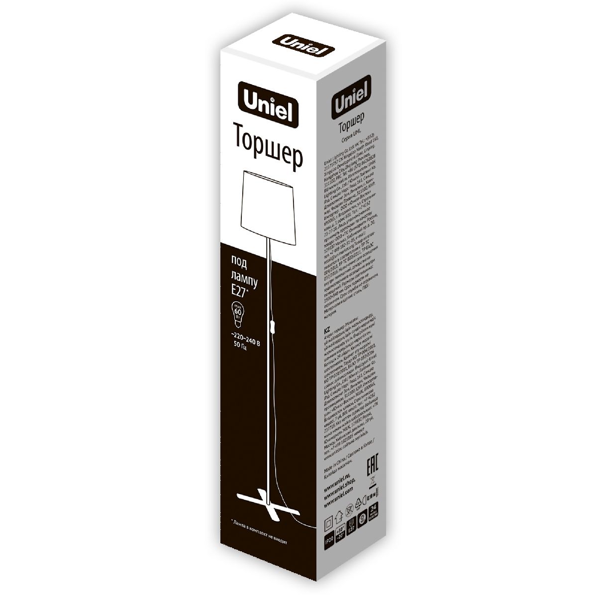 торшер uniel uml-t510 e27 black/white ul-00010193