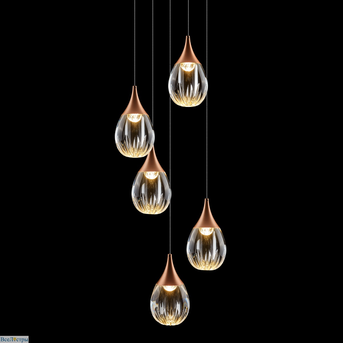каскадная люстра delight collection stilla md24001004-5a copper/clear