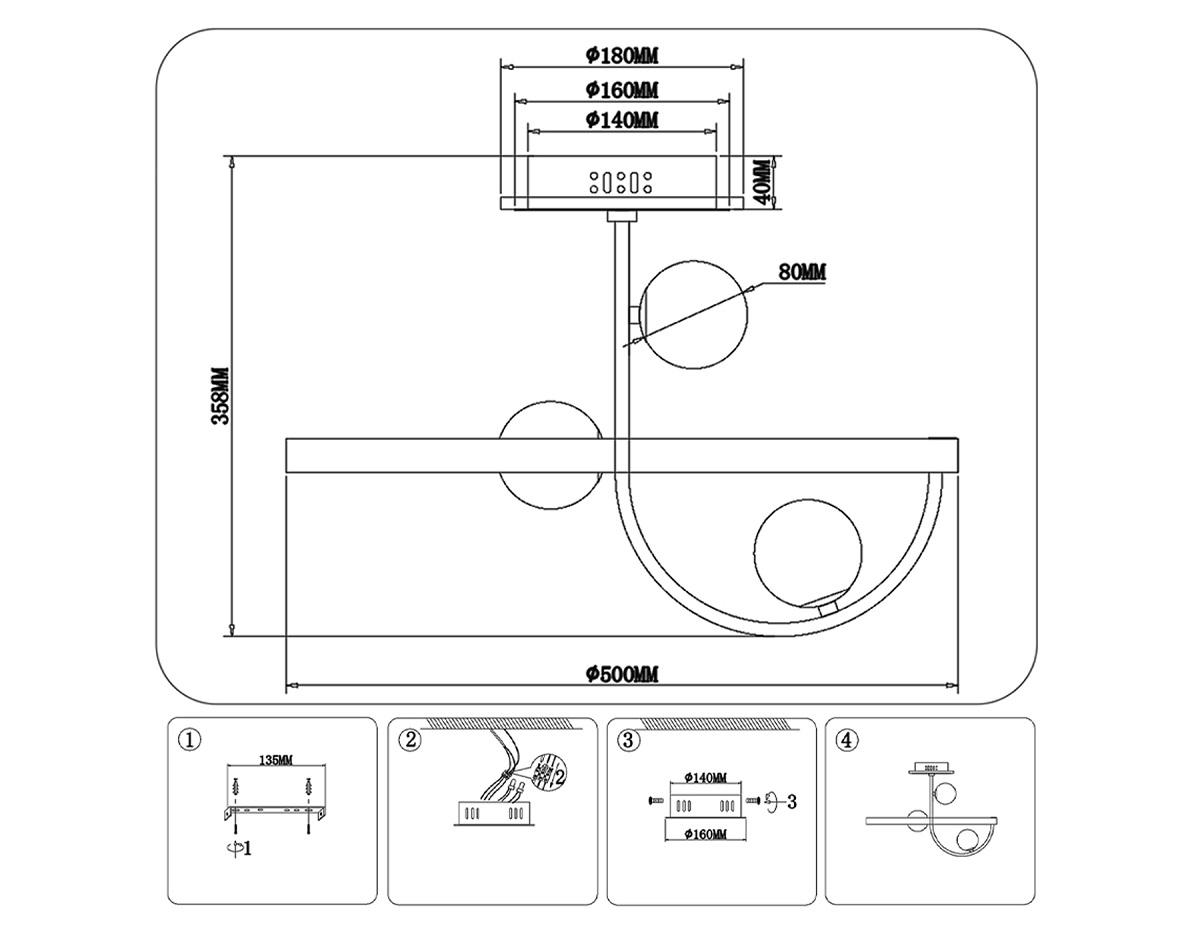 потолочная светодиодная люстра ambrella light comfort linetech fl66261