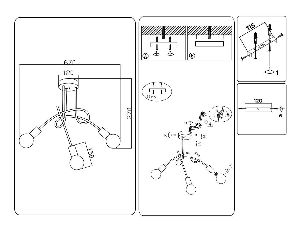 потолочная люстра ambrella light traditional loft tr80415