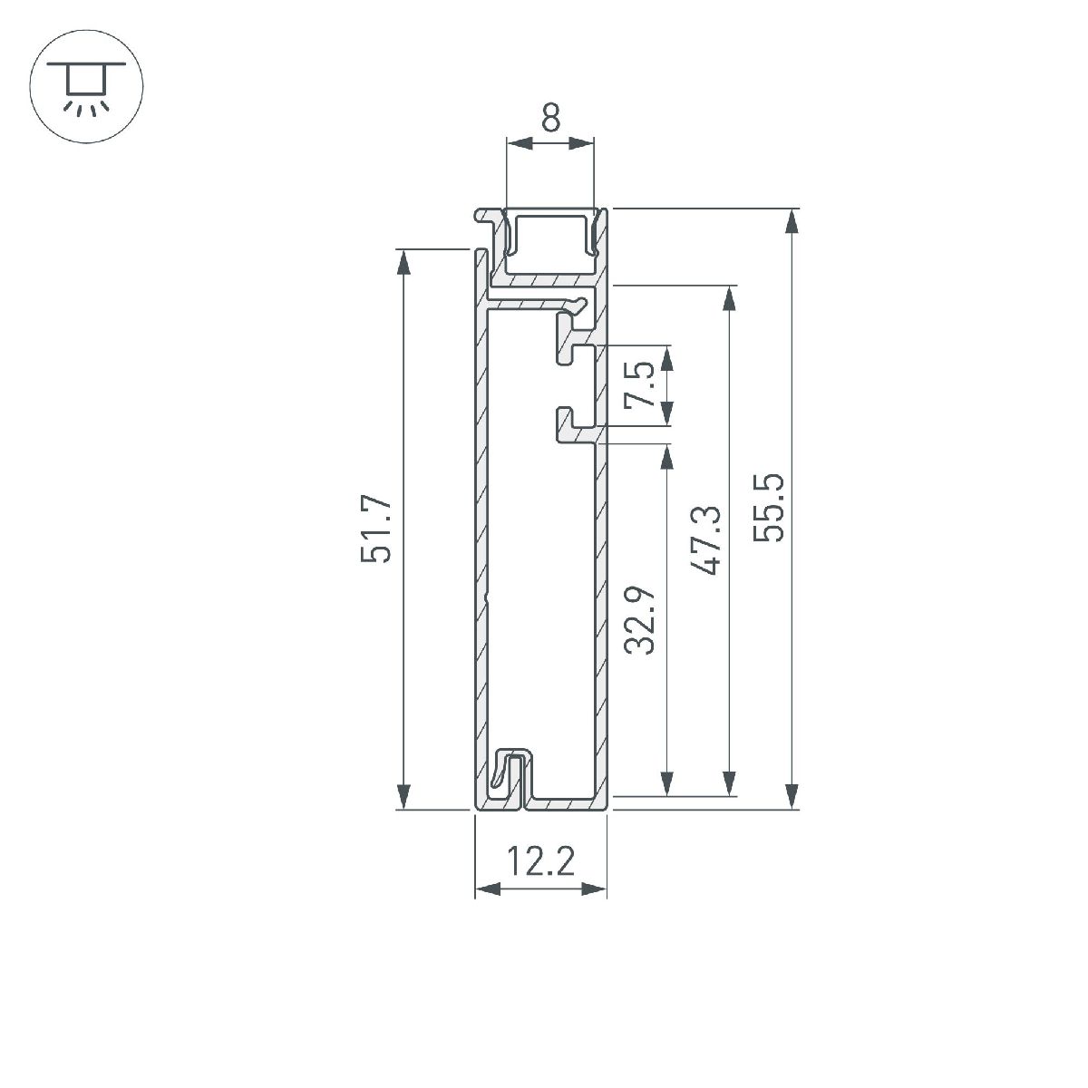 профиль arlight plintus-h55-2000 anod 046389