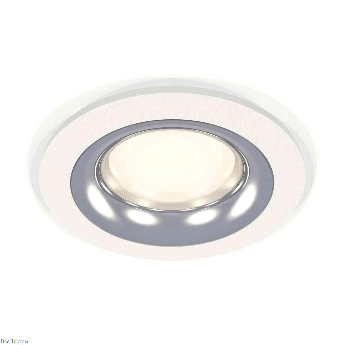 комплект встраиваемого светильника ambrella light techno spot xc7621003 swh/psl белый песок/серебро полированное (c7621, n7012)