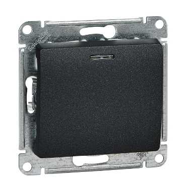 выключатель 1-клавишный с подсветкой сх.1а, 10ax systeme electric glossa антрацит gsl000713