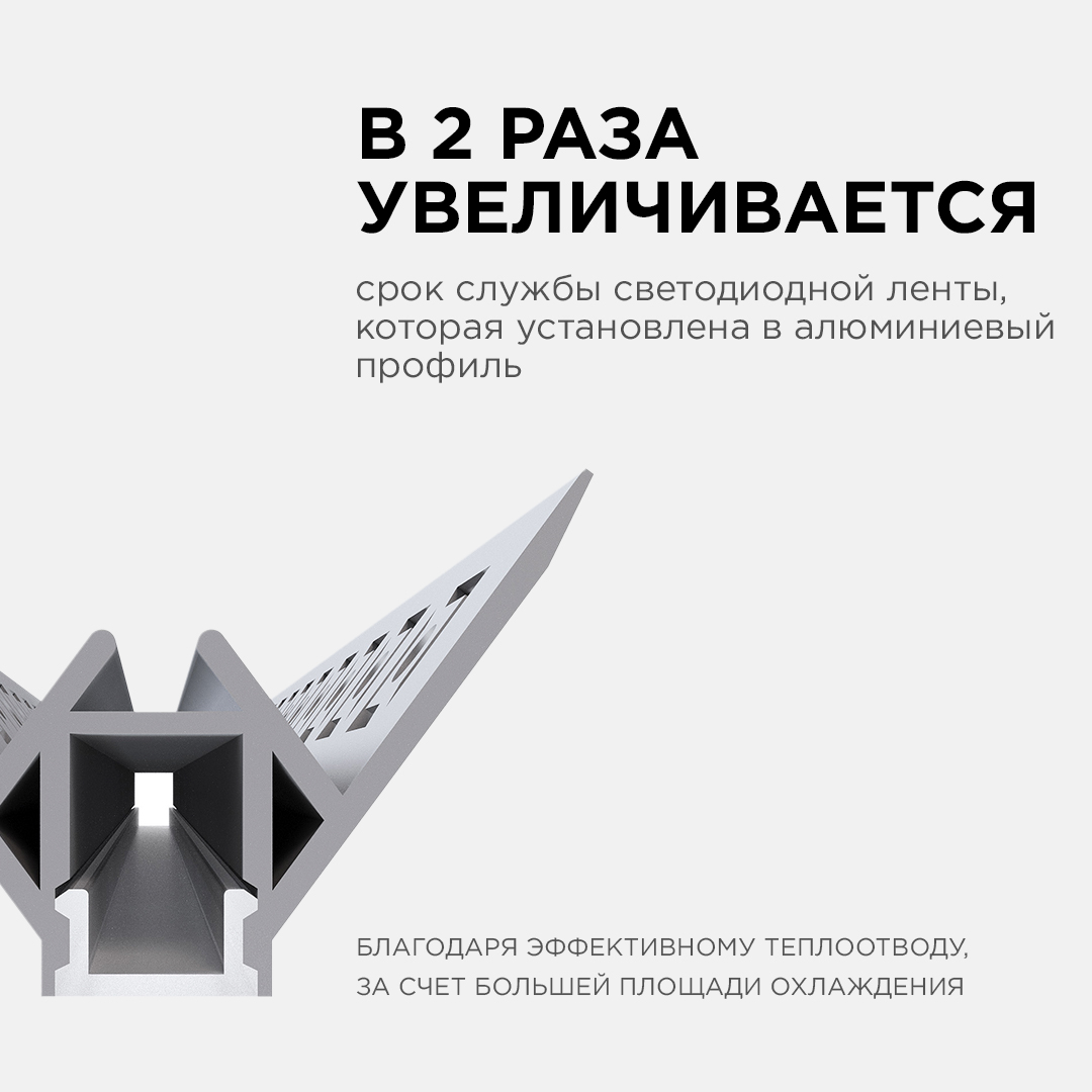 профиль под штукатурку apeyron ширина ленты до 9мм (рассеиватель, заглушки - 2шт) 08-45