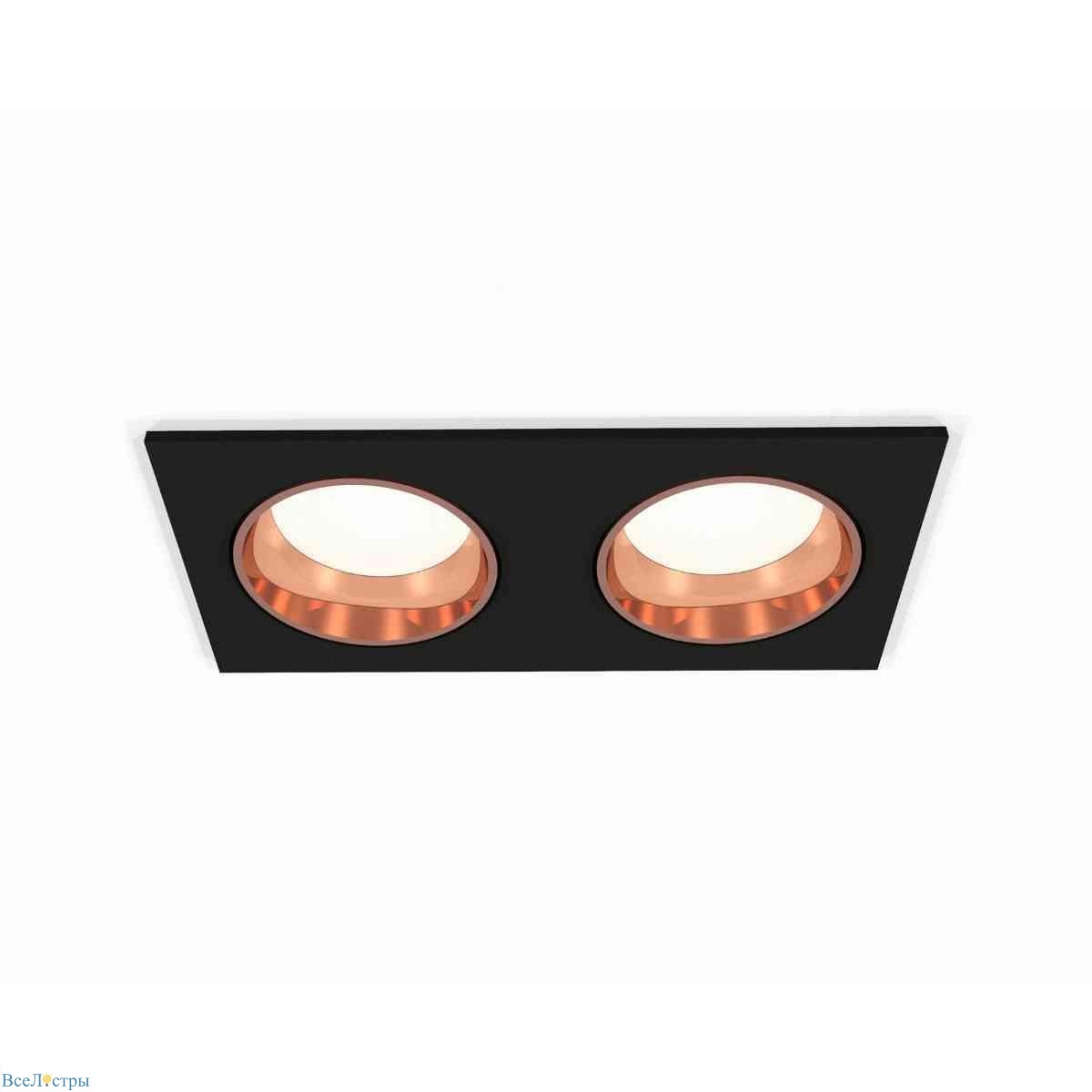 комплект встраиваемого светильника ambrella light techno spot xc6526005 sbk/ppg черный песок/золото розовое полированное (c6526, n6114)