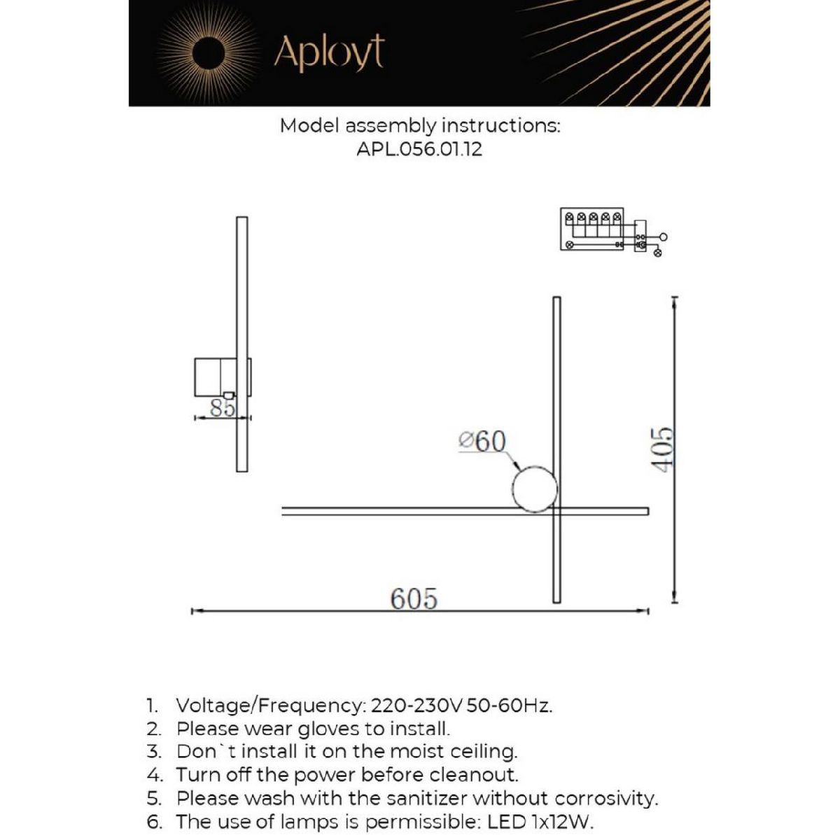 настенный светильник aployt beatris apl.056.01.12