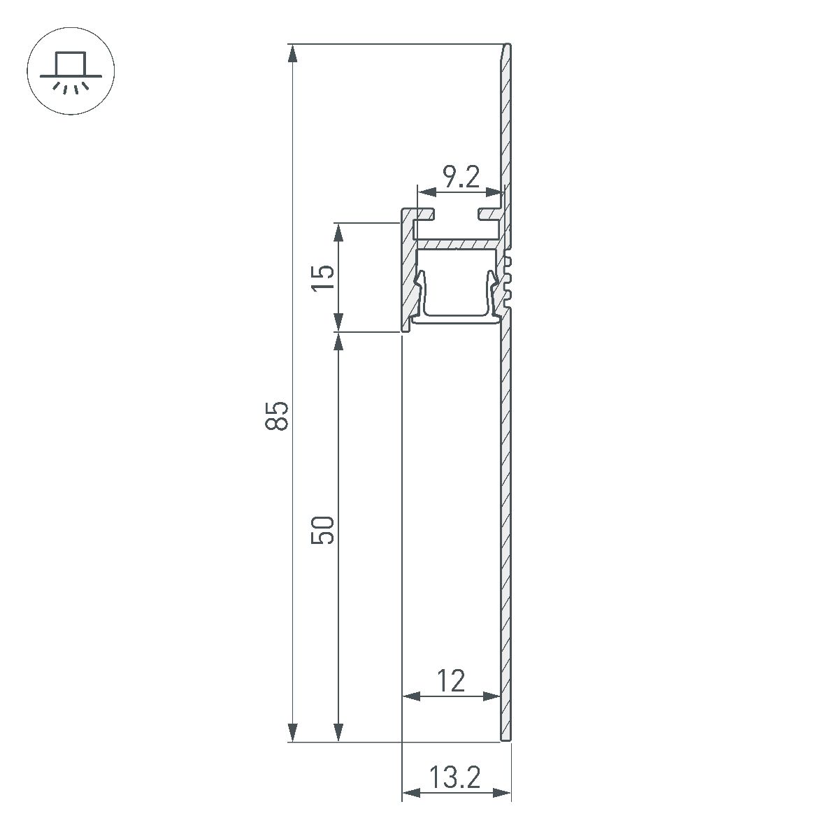 алюминиевый профиль arlight arh-plintus-50-fantom-3000 black 052699