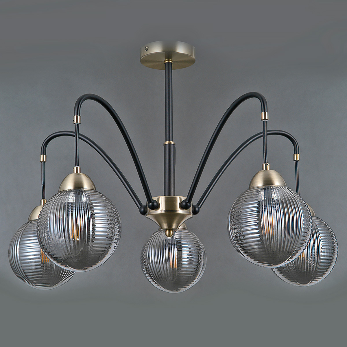 люстра на штанге illumico il0433-5psq-79 bk ab